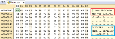 Index.dat otvorena hex editorom