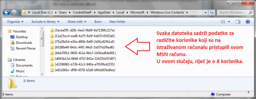 Mape u kojima su pohranjene datoteke s kontaktima za svakog korisnika s istraživanog računala